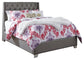 Coralayne Full Upholstered Bed with Mirrored Dresser and 2 Nightstands